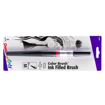 Pentel Arts Color Brush with Water-Based Ink, Medium Tip, Black, 3/Pack (PTAGFLBP101-3)