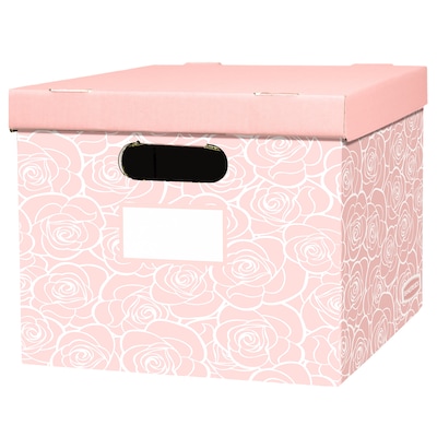 Fellows Basic Duty Storage Box, Lift Off Lid, Letter/Legal Pink Rose,  4/Pack (100016406) | Quill.com