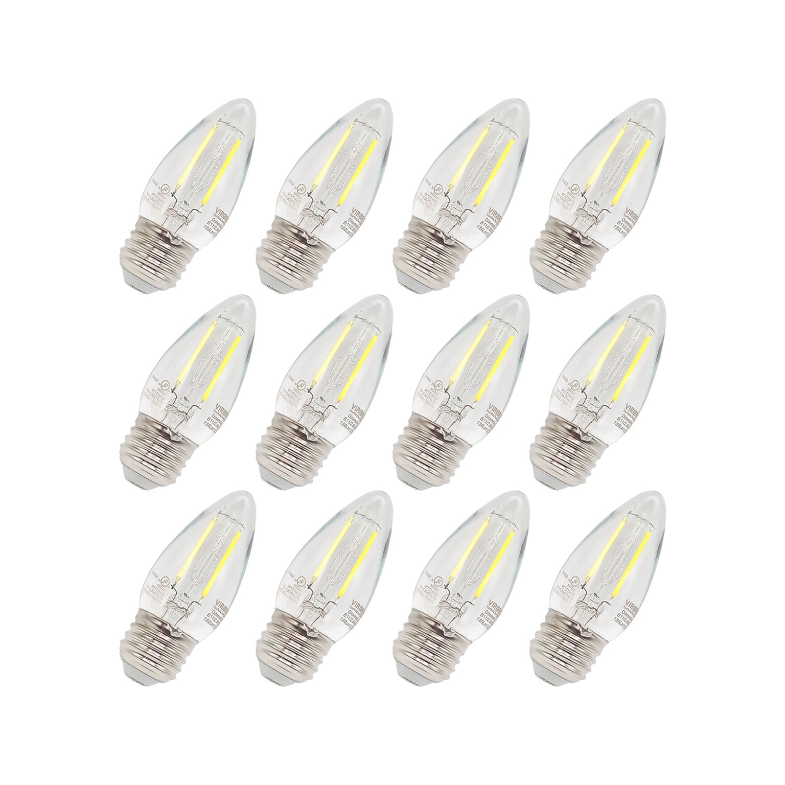 Viribright 2.5-Watt Cool White LED Candle Candelabra Bulb, Dozen (650190-12)