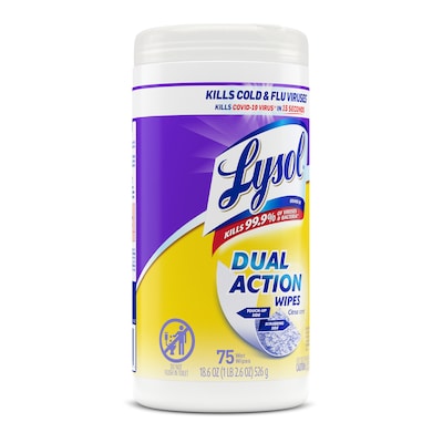 Lysol Dual Action Disinfecting Wipes, Citrus, 75 Wipes/Pack (1920081700)