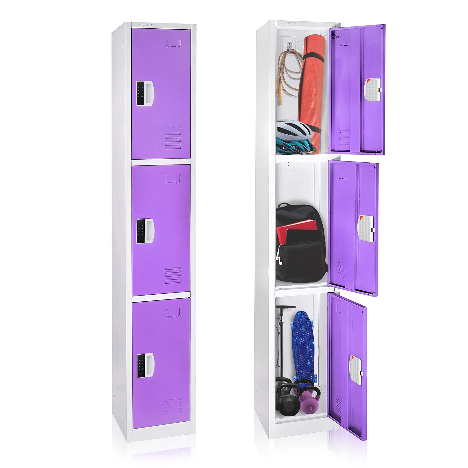 AdirOffice 72H 3-Tier Purple Storage Locker (ADI629-203-PUR-DL)