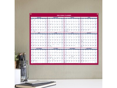 2025 AT-A-GLANCE 16" x 12" Yearly Wet-Erase Wall Calendar, Reversible, White/Red (PM330B-28-25)