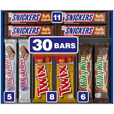 Mars Variety Pack SNICKERS, TWIX, 3 MUSKETEERS & MILKY WAY Milk Chocolate Candy Bar, 55 oz., 30 (220