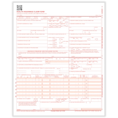 ComplyRight CMS-1500 Health Insurance Claim Forms (02/12), 8-1/2 x 11, Pack of 500 (CMS12LC500)