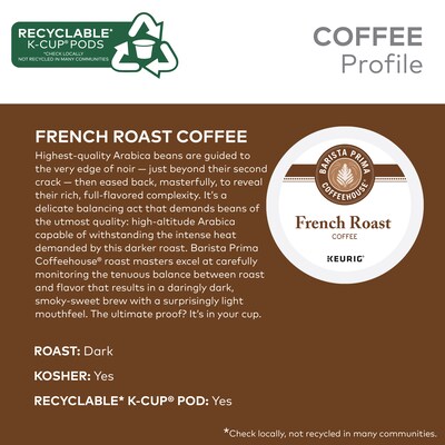 Barista Prima French Roast Coffee Keurig® K-Cup® Pods, Dark Roast, 96/Carton (6611CT)