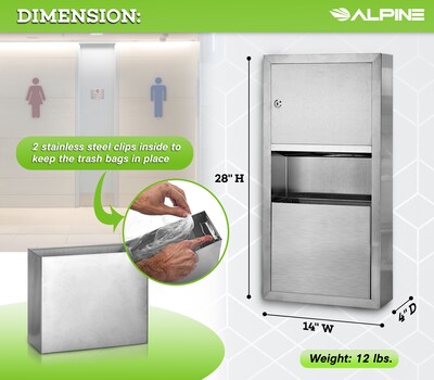 Alpine Industries Centerpull Paper Towel Dispenser, Stainless Steel (494)