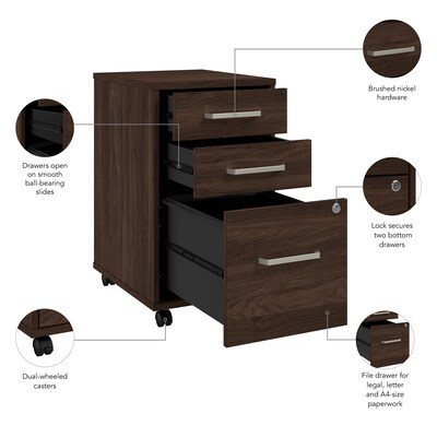 Bush Business Furniture Vista 3 Drawer File Cabinet, Black Walnut (VSF116BWSU)