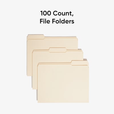 Smead Recycled File Folder, 1/3-Cut Tab, Letter Size, Manila, 100/Box (10334)