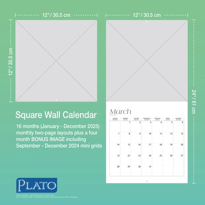 2025 Plato By the Sea 12" x 24" Monthly Square Wall Calendar, (9781975478919)