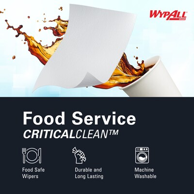 WypAll CriticalClean Foodservice Cloths, 12.5" x 23.5", White, 200 Sheets/Box (06053)