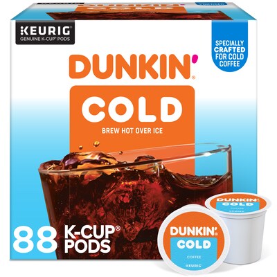 Dunkin Cold Iced Coffee Keurig® K-Cup® Pods, Medium Dark Roast, 88/Carton (5000369251CT)