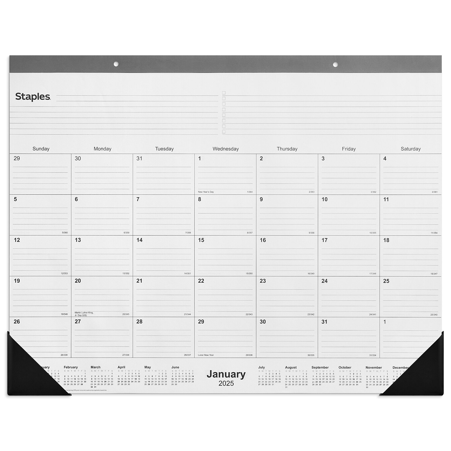 2025 Staples 22 x 17 Desk Pad Calendar, Gray (ST59701-25)