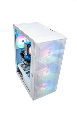 Skytech Storm Gaming Desktop, AMD Ryzen 5 5600G , 16GB RAM, 1TB SSD, Intel Arc A380 Graphics, White