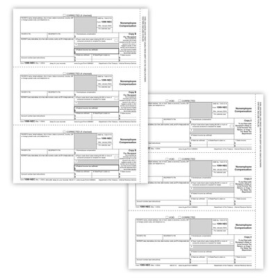 ComplyRight 2024 1099-NEC Tax Form Recipient Copy Only, 3-Part, 3-Up, Copy B, C/2, 50/Pack (NEC6113)