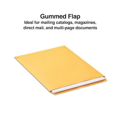 Staples Gummed Kraft Catalog Envelopes, 12 x 15.5, Brown, 100/Box (SPL534784)