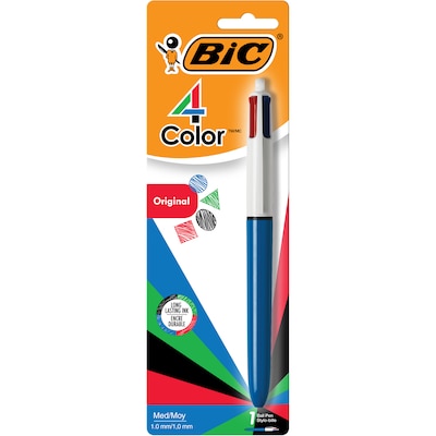 BIC 4-Color Retractable Ballpoint Pen, Medium Point, Multicolor Ink (24623/MM11)