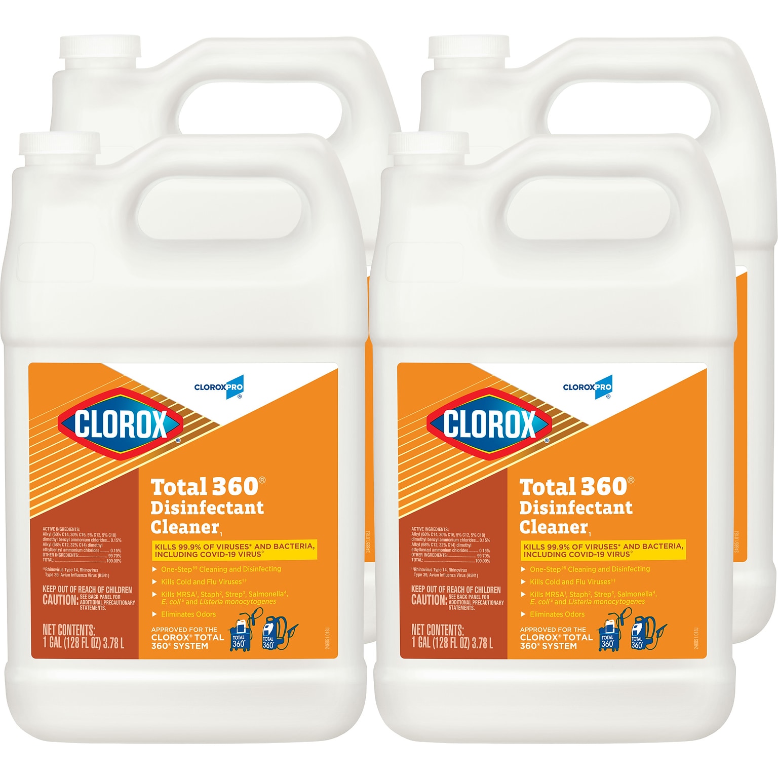 Clorox Total 360 Disinfectant Cleaner, 128 oz., 4/Carton (31650)