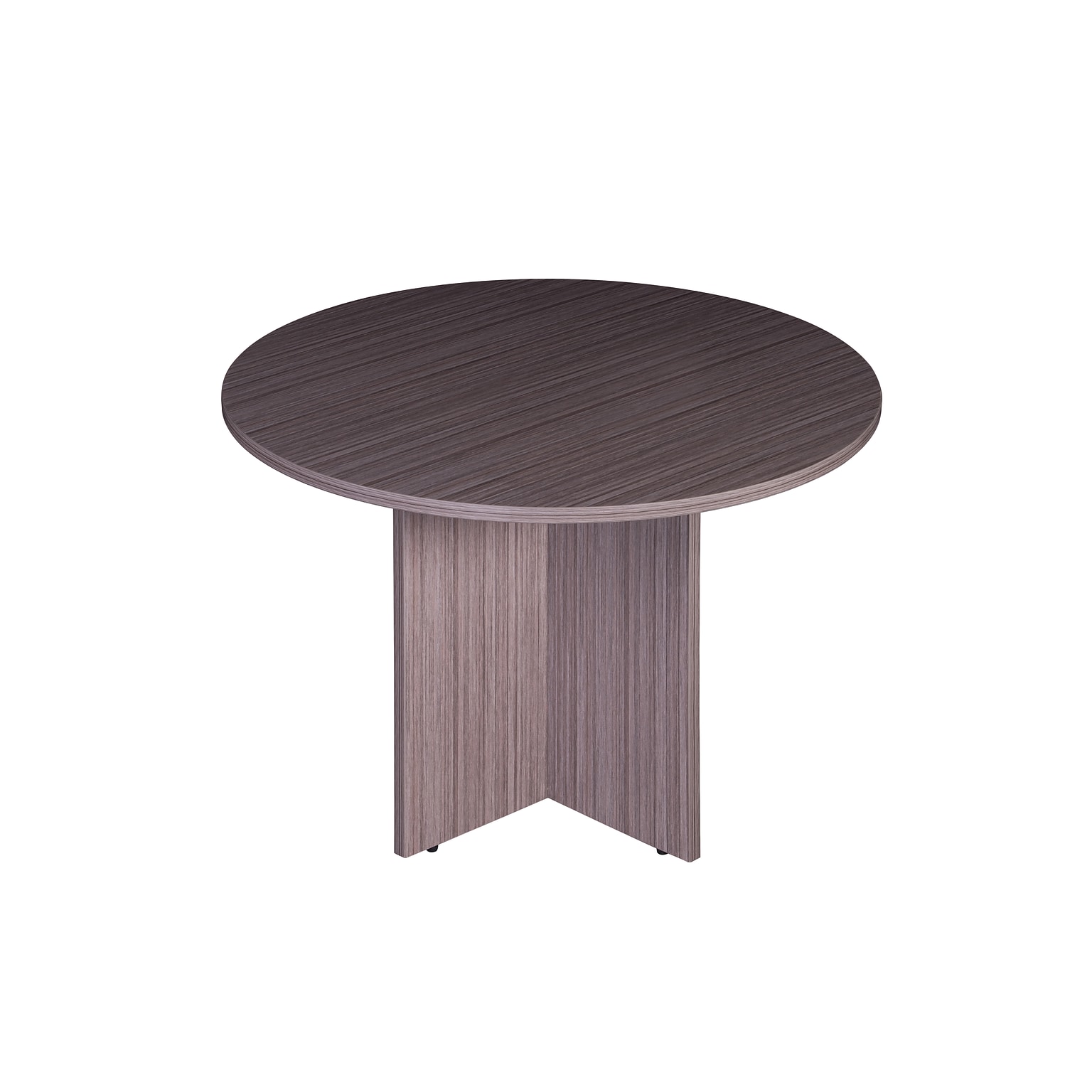 Boss Office Products 42 Round Driftwood Laminate Table Set w/ 4 Black Vinyl Chairs (GROUP127DW-D)