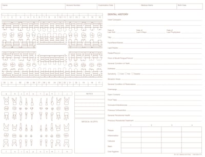 Medical Arts Press General Dental Exam Chart,  Ivory (21140RL)