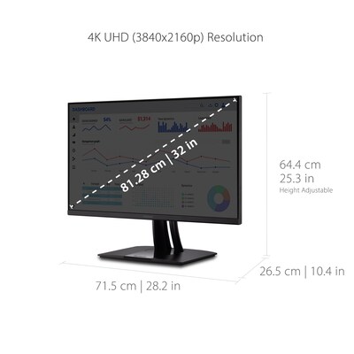 ViewSonic ColorPro 32" 4K Ultra HD 60 Hz LED Monitor, Black (VP3256-4K)