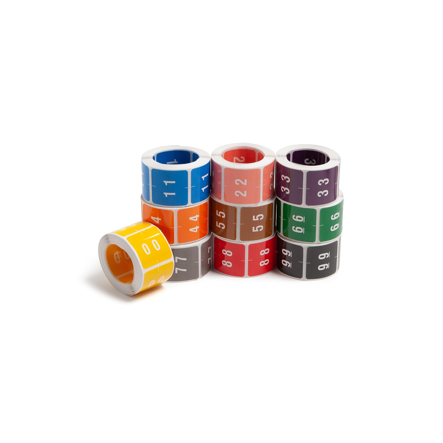 Smead DCC Identification & Color Coding Label 0-9, 1-1/2 x 1-1/2, Assorted Color, 250/Roll, 10 Rolls/Bx (67430)