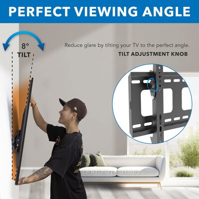 Mount-It! Low-Profile Tilting TV Wall Mount for 37"-80" Flat Screen TVs (MI-318B)