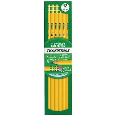Ticonderoga The Worlds Best Pencil Wooden Pencil, 2.2mm, #2 Soft Lead, Dozen (X13882X)