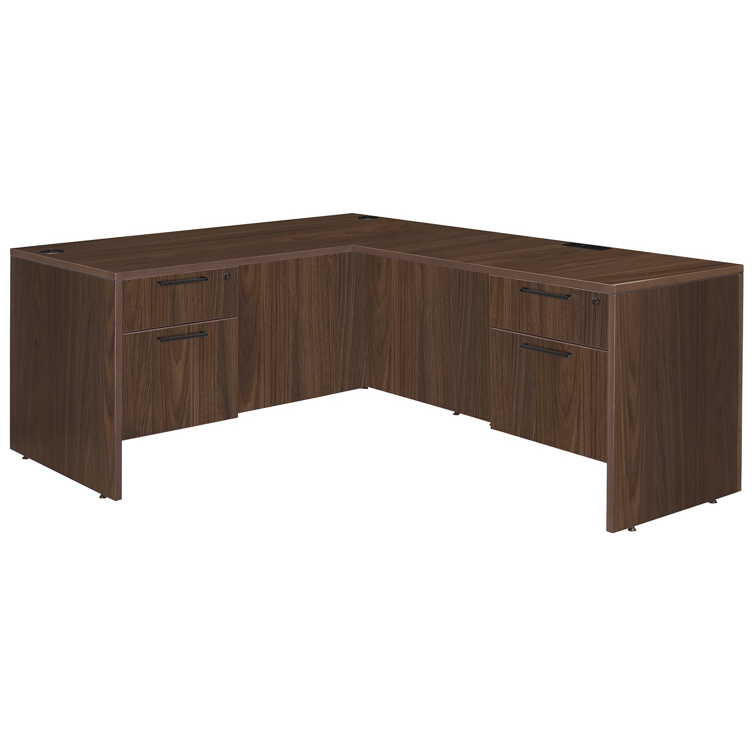 Regency Legacy 66 x 77 in. L Desk with Double Pedestal Drawer Unit, Neo Walnut (LLD663047NW)