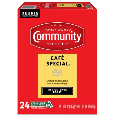 Community Coffee Cafe Special Coffee, Keurig K-Cup Pod, Medium-Dark Roast, 96/Carton (5000374325CT)