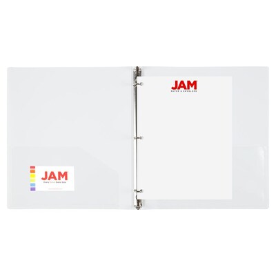 JAM Paper 1/2" 3-Ring Flexible Poly Binder, White (PB75237WH)