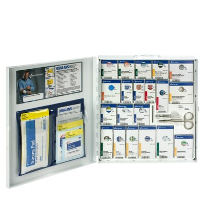 SmartCompliance Metal First Aid Cabinet with Medication, ANSI Class A, 50 People, 242 Pieces (746000