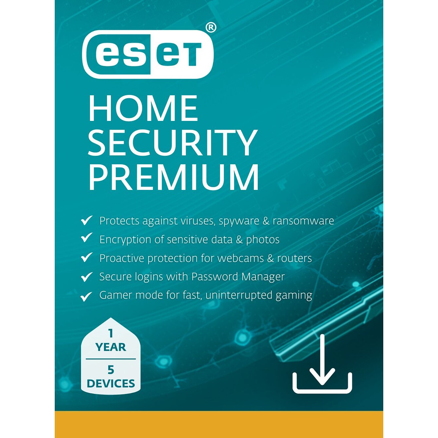 ESET Home Security Premium 2025 for 5 Users, Windows and Mac, Download (RTL-EHSP-N1-5-1-XLS)