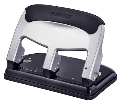 Bostitch EZ Squeeze 3-Hole Punch, 40 Sheet Capacity, Silver/Black (HP40)