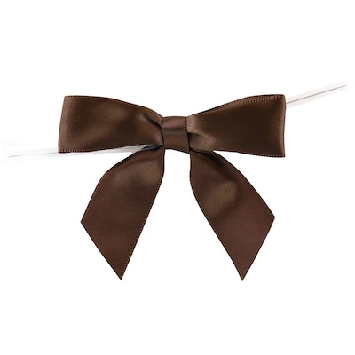 JAM Paper Satin Bows, Brown, 100/Pack (52640349216)