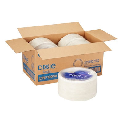 Dixie Basic Paper Plates, White, 8.8, 500/Carton (DBP09WCT)