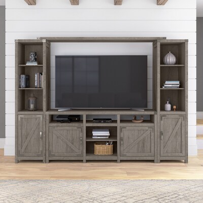 Bush Furniture Knoxville 65W Farmhouse Entertainment Center with Shelves, Restored Gray (CGR023RTG)