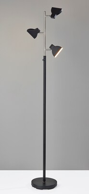 Simplee Adesso 65"H Slender LED Tree Lamp, Black & Brushed Steel (SL3975-01)