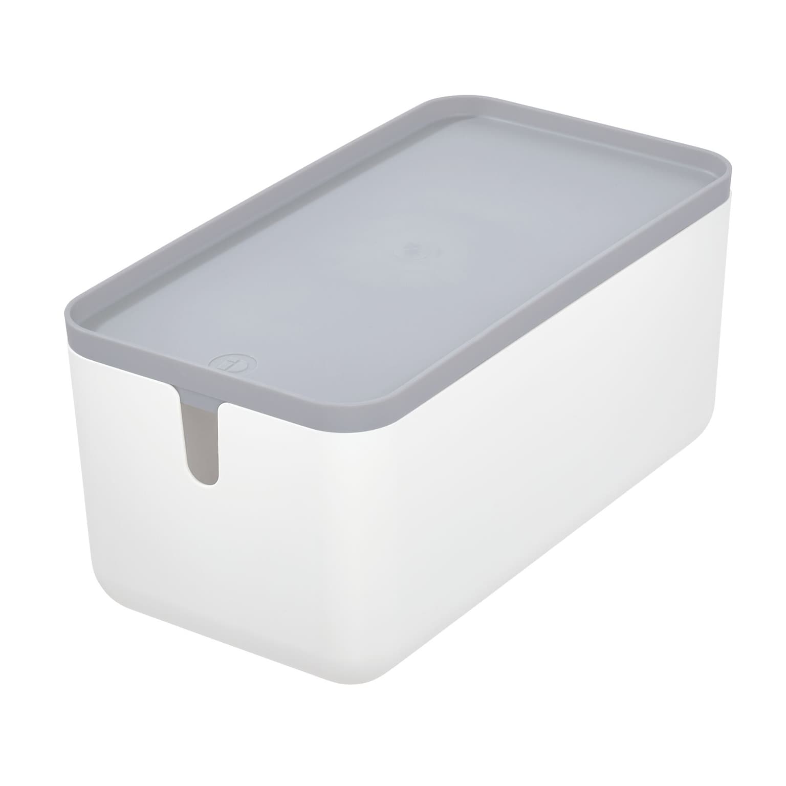 iDESIGN Extra Small Stackable Plastic Storage Bin, White/Gray (29842)