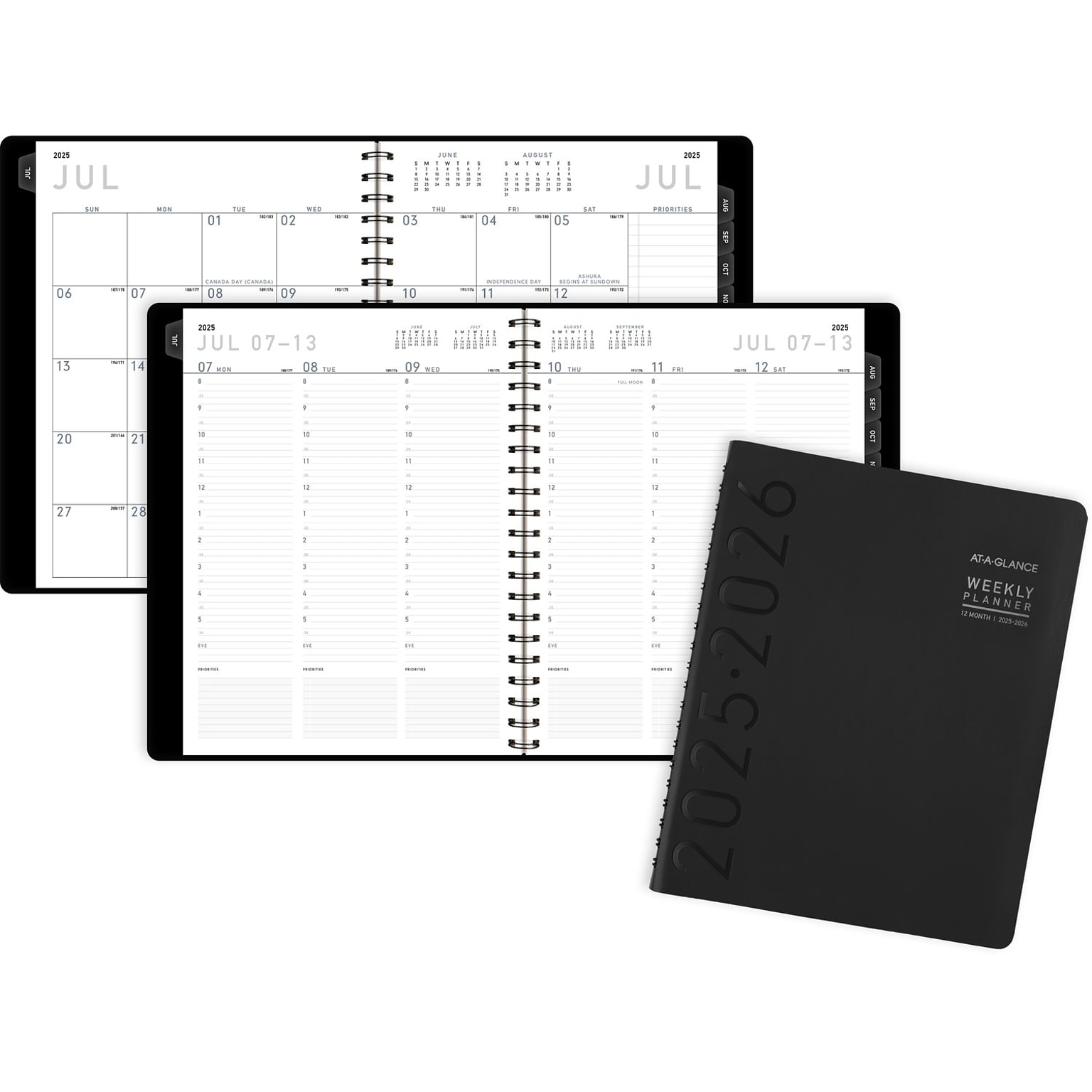 2025-2026 AT-A-GLANCE Contemporary 8.25 x 11 Academic Year Weekly & Monthly Planner, Faux Leather Cover, Black (70-957X-05-26)