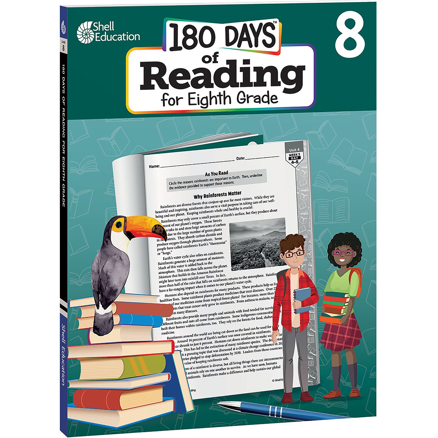 Shell Education 180 Days of Reading 2nd Edition, Grade 8 (SEP135159)