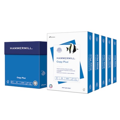 Hammermill Copy Plus 8.5 x 11 Copy Paper, 20 lbs., 92 Brightness, 2500 Sheets/Carton (105650)