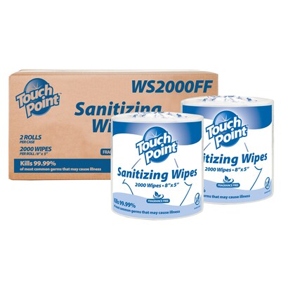 Touch Point Sanitizing Wipes Refill, 2000 Wipes/Container, 2/Carton (WS2000FF)