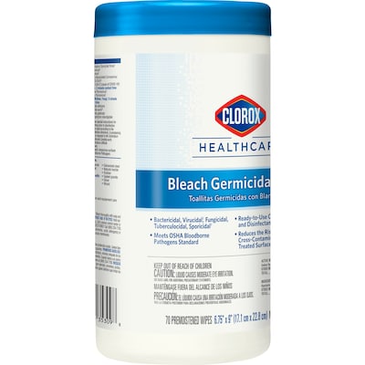 Clorox Healthcare Bleach Germicidal Wipes, 70 Count Canister (35309) |  Quill.com