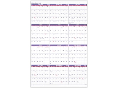 2025 AT-A-GLANCE 24 x 36 Yearly Wall Calendar, White/Purple (PM12-28-25)