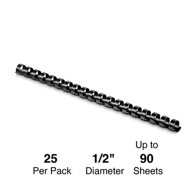 Staples® Plastic Binding Combs, Black, 1/2", 90-Sheet Capacity, 25/Pk |  Quill.com