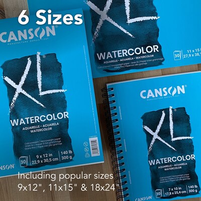 Canson XL Series 9" x 12" Wire Bound Watercolor Sketch Pad, 30 Sheets/Pad (MCXC40006837503)