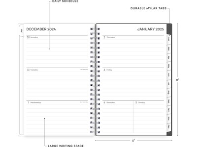 2025 Blue Sky Montauk 5" x 8" Weekly & Monthly Planner, Plastic Cover, Gray/Beige (133875-25)