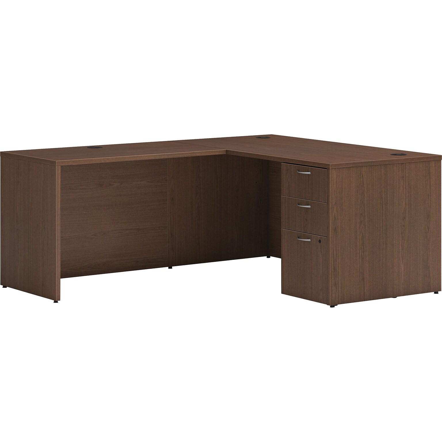 HON Mod 60W L-Shaped Single-Pedestal Desk, Sepia Walnut (HLPL6072LDESK1BBFSE1)