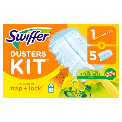 Swiffer Heavy Duty Dusters Starter Kit, Gain, Blue, 5/Pack (74330)
