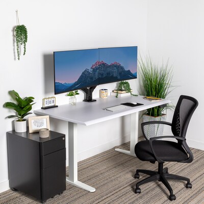 Mount-It! Dual Motor 60"W Electric Adjustable Standing Desk, White (MI-18123)